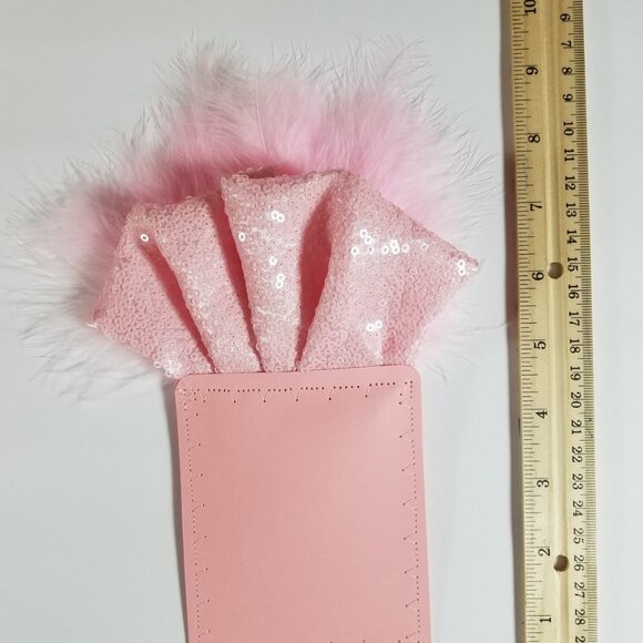 NEW Pink Sequin Ruffle & Feather Pocket Square Insert - Picture 5 of 9